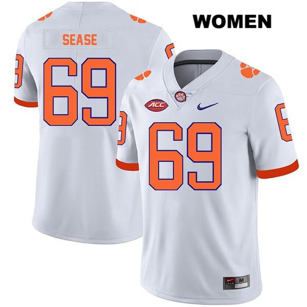 Women's Clemson Tigers #69 Marquis Sease Stitched White Legend Authentic Nike NCAA College Football Jersey YXF3846OI